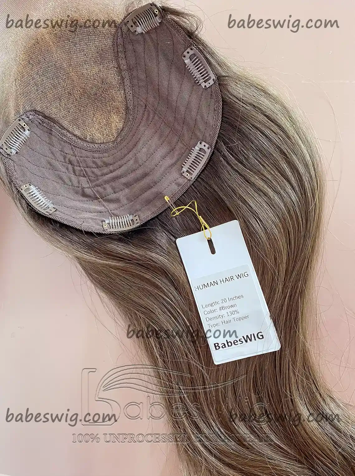 9*9 Lace Front Topper Ash Brown Straight Human Hair Lace Topper for White Women with Thinning Crown Hair Toupee Hairpiece-BabesWIG