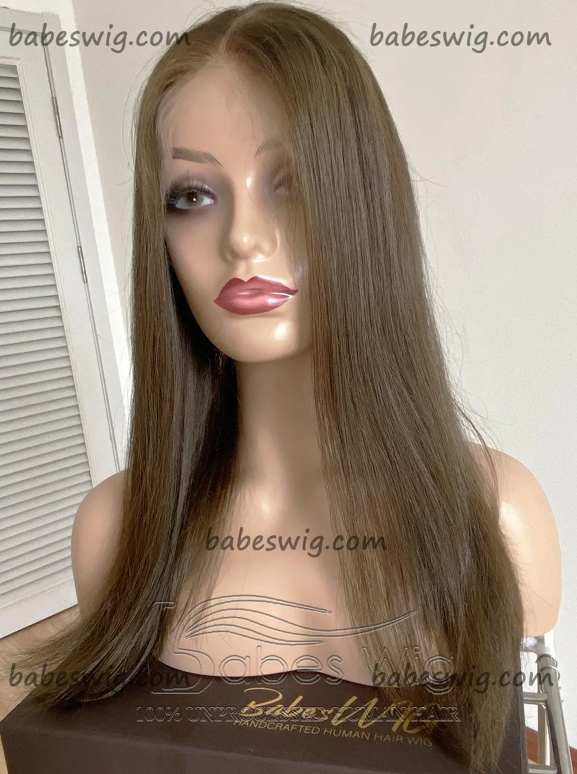 9*9 Lace Front Topper Ash Brown Straight Human Hair Lace Topper for White Women with Thinning Crown Hair Toupee Hairpiece-BabesWIG