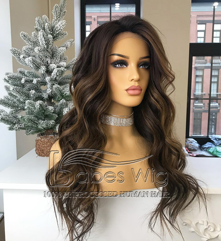 Soft Balayage Wavy Glueless Best 100% Real Human Hair 13x6 Lace Front Human Hair Wigs for White Women-BabesWIG