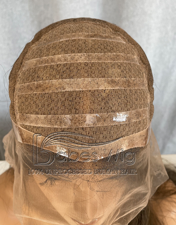   Silk Top Medical Wig Full hand tied glueless Silk Top Human Hair Wig Ash Brown Straight Hair Wig-BabesWIG