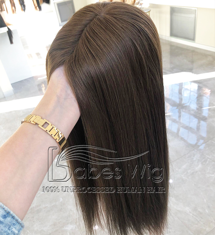 9x9 Cap Brunette Brown Straight Hair Topper Best 100% Remy Human Hair Silk Top Topper for Women