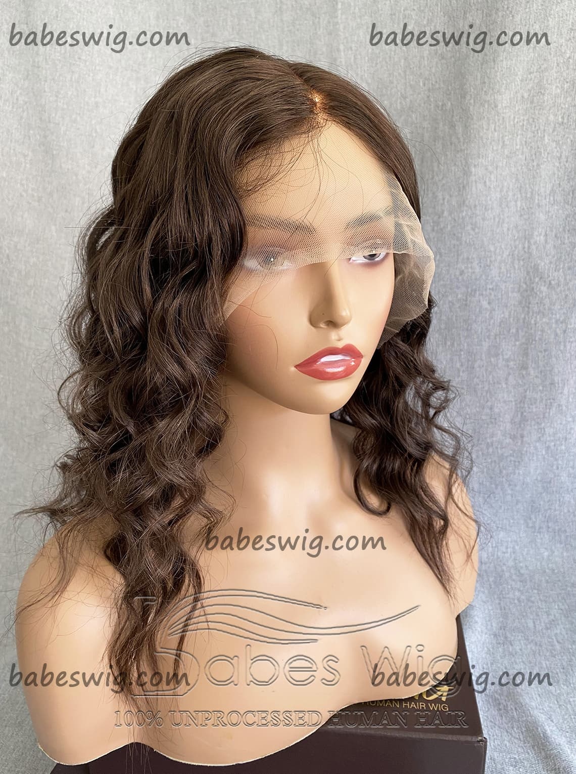 100% Brazilian Human Hair Silk top Lace Front Wigs Curly #3 Brown Silk Base Lace Wigs for Women