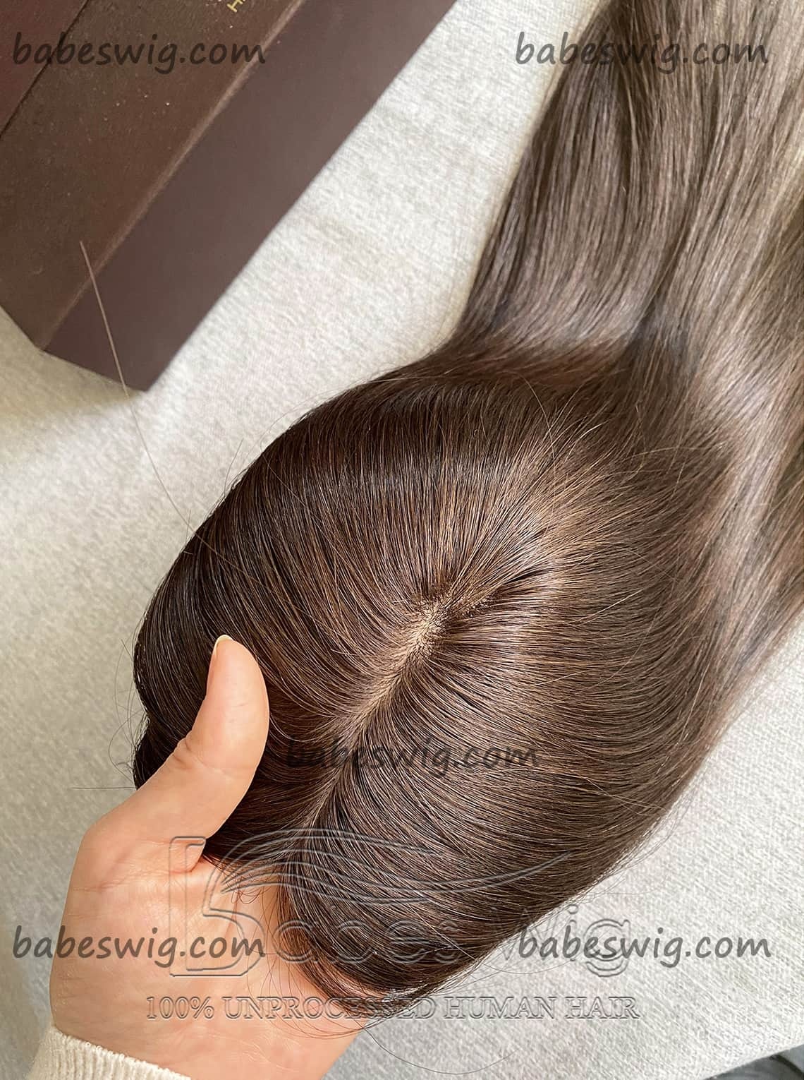 Human Hair Topper Natural Brown hair Straight 5x5” Silk Top Topper Real Human Hair Crown Toppers hair pieces for thin hair-BabesWIG