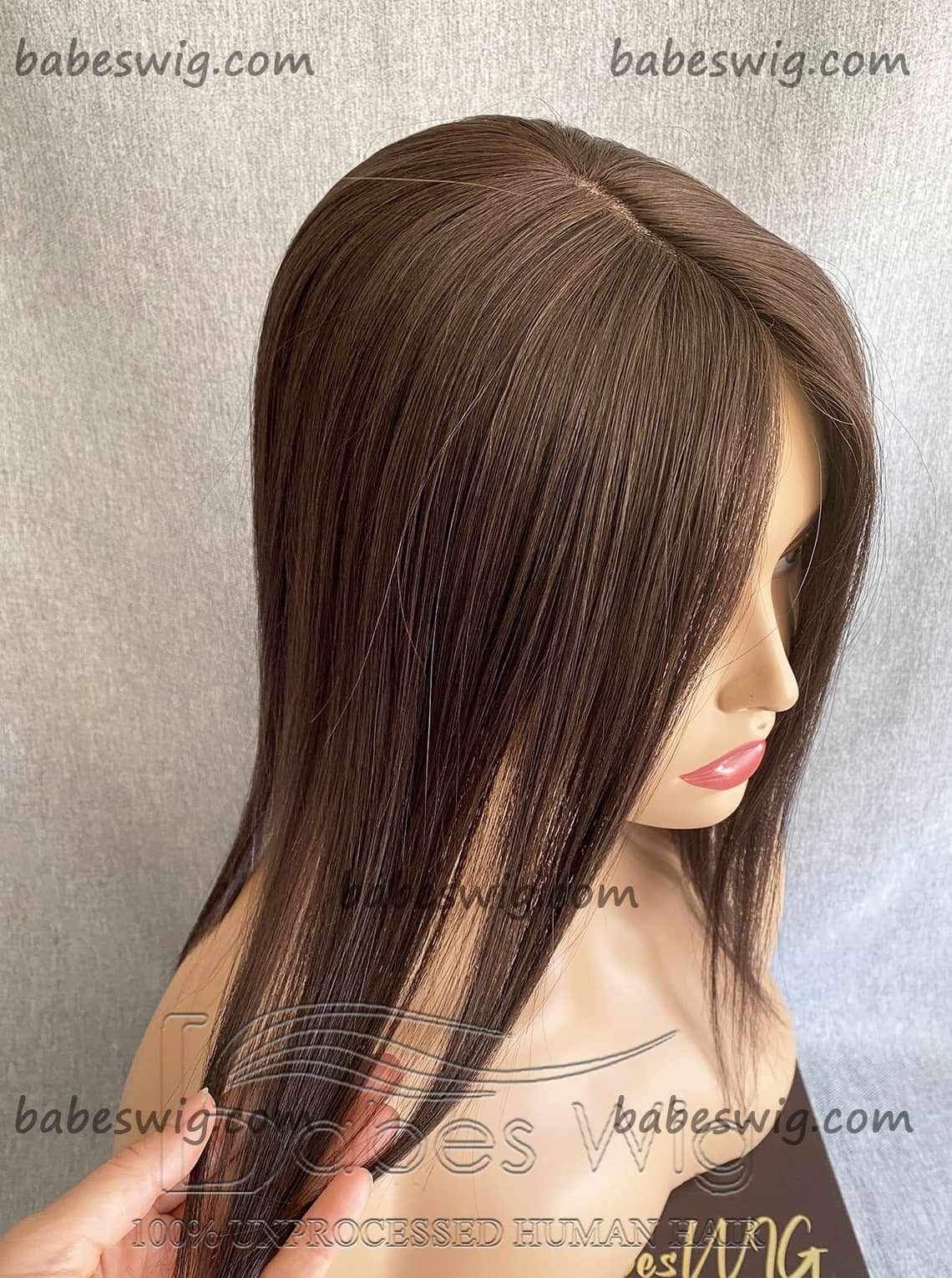 Human Hair Topper Natural Brown hair Straight 5x5” Silk Top Topper Real Human Hair Crown Toppers hair pieces for thin hair-BabesWIG