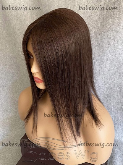 Human Hair Topper Natural Brown hair Straight 5x5” Silk Top Topper Real Human Hair Crown Toppers hair pieces for thin hair-BabesWIG