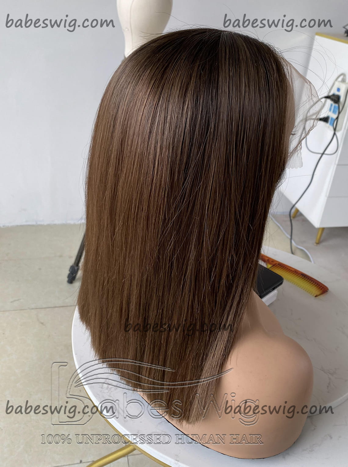 Straight Short Cut BOB Style Best Remy Human Hair Lace Front Wigs Brown Hair Lace Front Bob Wig for Women-BabesWIG