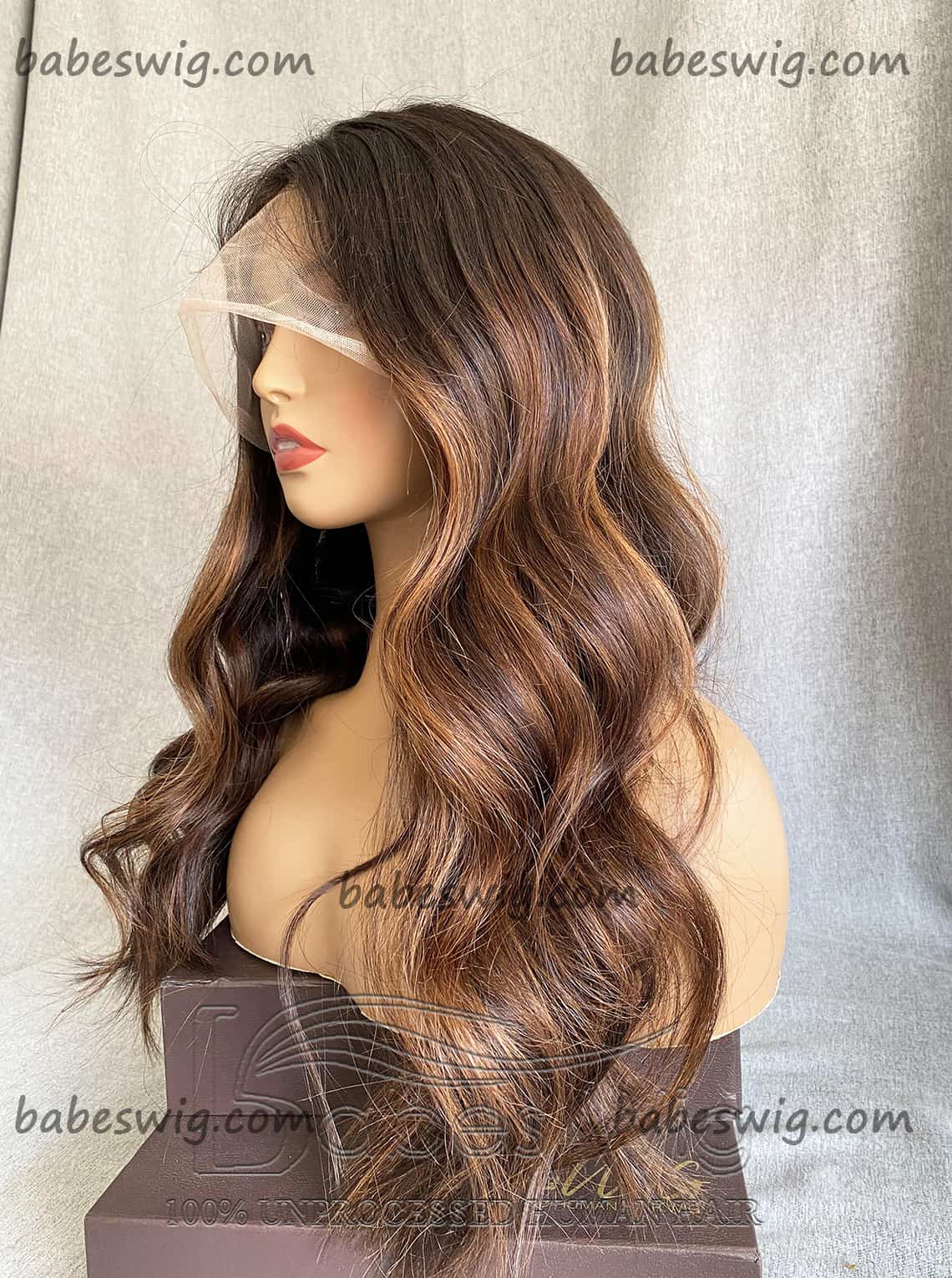 Copper Brown Balayage with Brown Base 100% Real Human Hair 13x6 Lace Frontal Human Hair Wigs Wavy Lace front human Hair Wig-BabesWIG