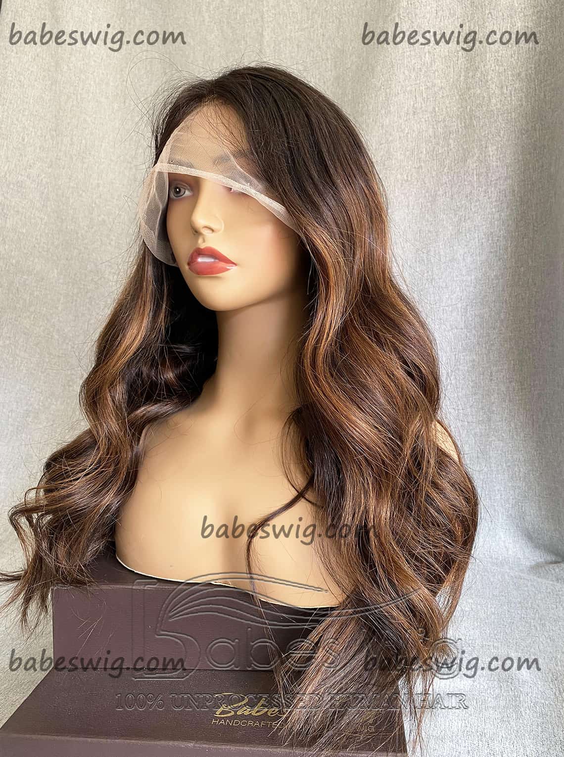 Copper Brown Balayage with Brown Base 100% Real Human Hair 13x6 Lace Frontal Human Hair Wigs Wavy Lace front human Hair Wig-BabesWIG