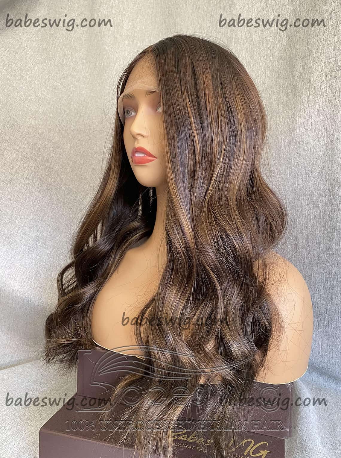 Soft Wavy Brown Balayage 100% Real Human Hair 13x6 Lace Front Wigs for Women Lace Wig