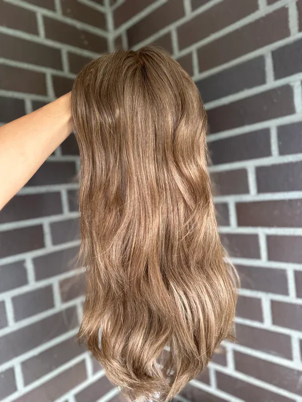 Light Brown Wavy 9*9 Cap Silk Top Human Hair Topper HairPieces-BabesWIG