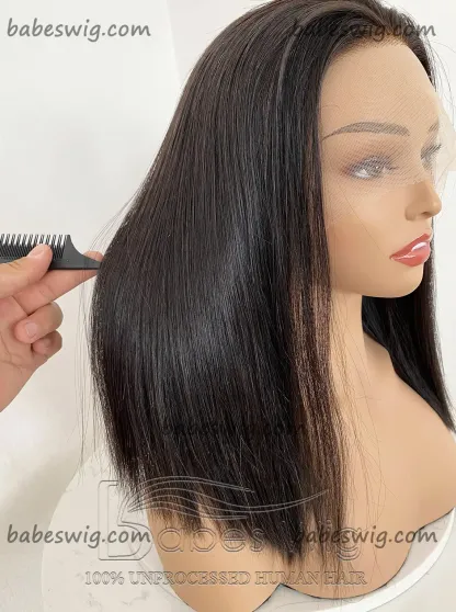 Glueless 13*6 LaceFfront Wig Natural Black Silky Straight Best Human Hair Lace Front Wigs -BabesWIG
