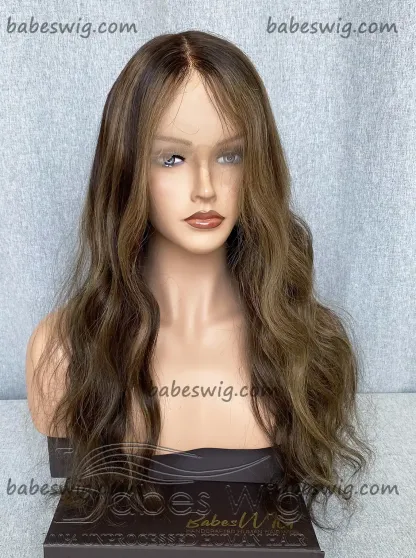  Ash Blonde Balayage with brown base 100% Real Human Hair 13x6 Lace Front Human Hair Wigs
