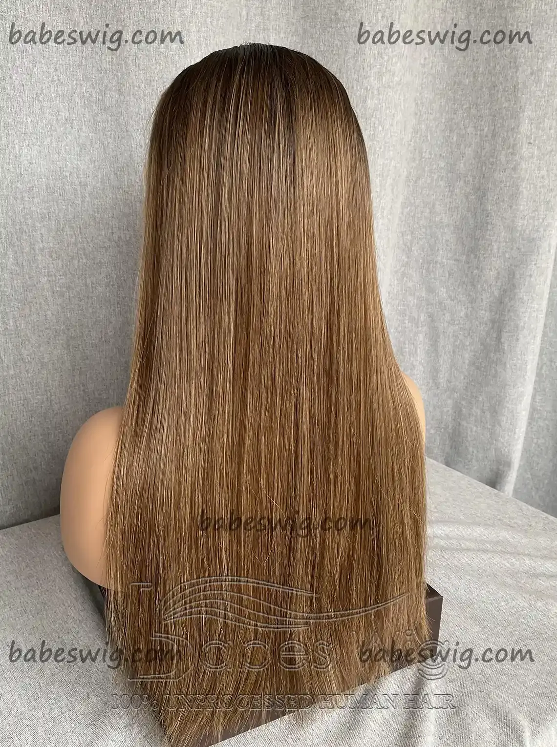 Silky Straight Brown ombre Lace Wig 100% Human Hair 13*6 Lace Front Wigs for White Women Lace Front Wig Bleached Knots-BabesWIG