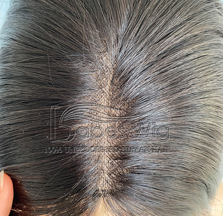 Hand-tied Mono Base Topper 5*5 Natural Black Straight 