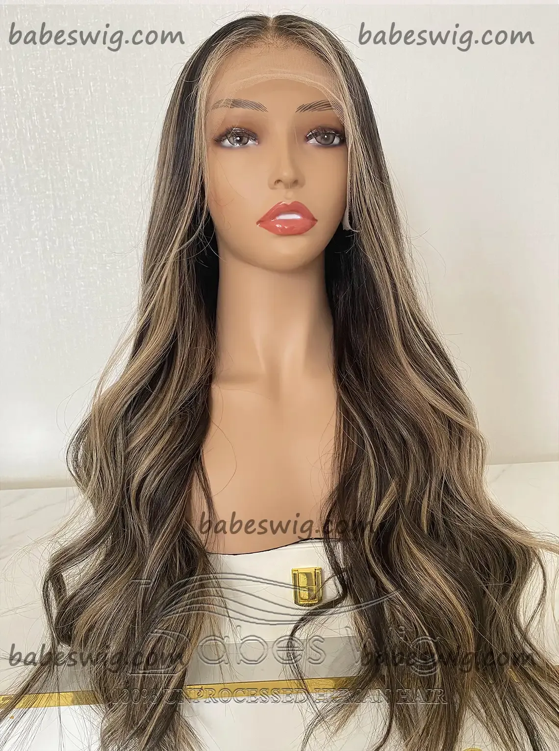 Luxury Wig Human Hair Wigs With Balayage Wavy Lace Front Human Hair Wigs for Women Bleaches Knots Best Quality Lace Wigs-BabesWIG