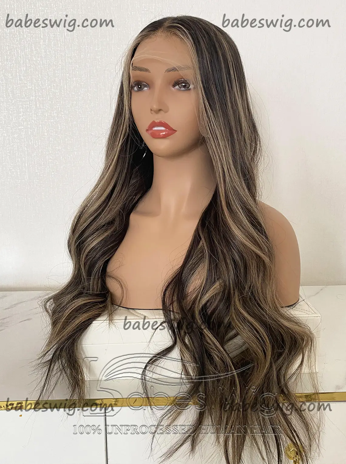 Luxury Wig Human Hair Wigs With Balayage Wavy Lace Front Human Hair Wigs for Women Bleaches Knots Best Quality Lace Wigs-BabesWIG