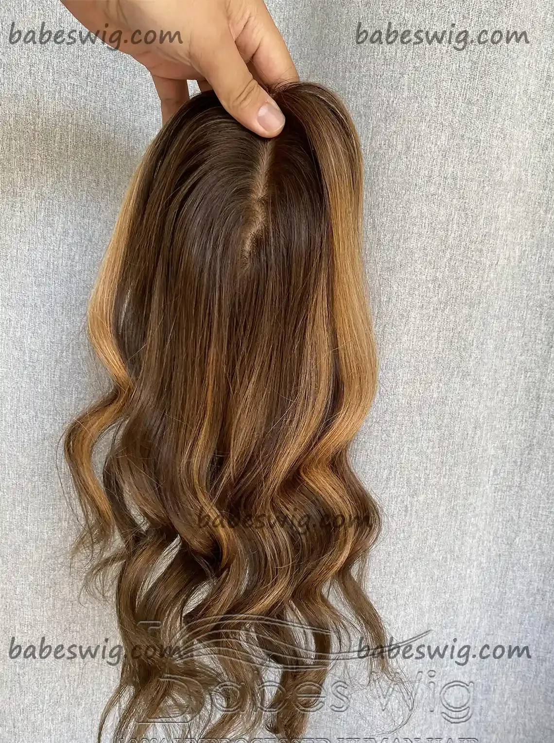 5x6 Soft Wavy Highlights Best Virgin Human Hair Silk Top Topper,Clip on hair topper for Women Crown Hair Toupee Hairpiece