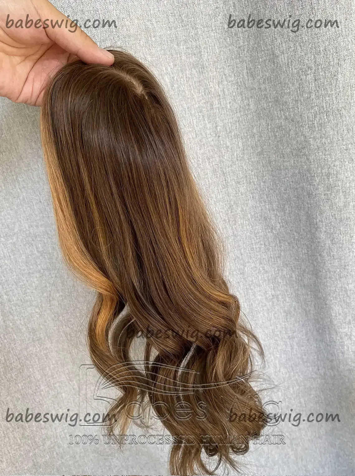 5x6 Soft Wavy Highlights Best Virgin Human Hair Silk Top Topper,Clip on hair topper for Women Crown Hair Toupee Hairpiece