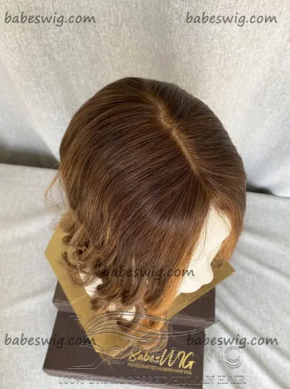 5x6 Soft Wavy Highlights Best Virgin Human Hair Silk Top Topper,Clip on hair topper for Women Crown Hair Toupee Hairpiece