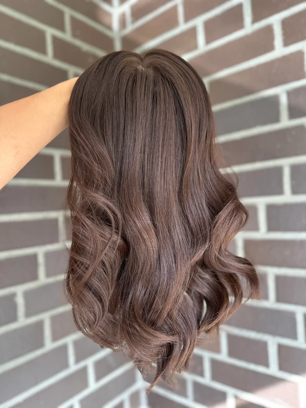 Best Remy Human Hair Silk Base Toppers Medium Warm Brown Wavy HairPiece  9*9 Cap Silk Top Human Hair Topper -BabesWIG
