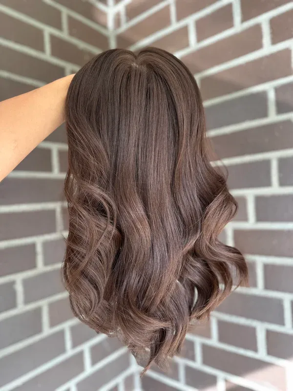 Best Remy Human Hair Silk Base Toppers Medium Warm Brown Wavy HairPiece  9*9 Cap Silk Top Human Hair Topper -BabesWIG