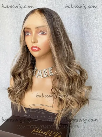 Luxury Wig Human Hair Wigs With Balayage Wavy Lace Front Human Hair Wigs for Women Bleaches Knots Best Quality Lace Wigs-BabesWIG