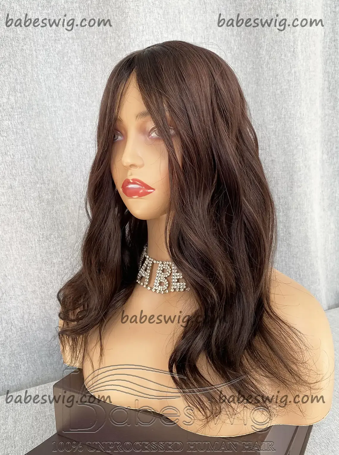 Brown Wavy 5*6 Silk Top Human Hair Toppers,Human Hair Toppers for Women Crown Hair Toupee Hairpiece-BabesWIG