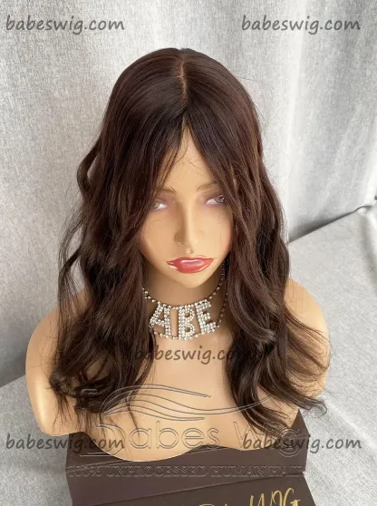 Brown Wavy 5*6 Silk Top Human Hair Toppers,Human Hair Toppers for Women Crown Hair Toupee Hairpiece-BabesWIG