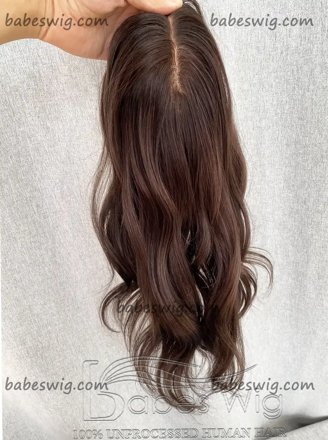 Brown Wavy 5*6 Silk Top Human Hair Toppers,Human Hair Toppers for Women Crown Hair Toupee Hairpiece-BabesWIG