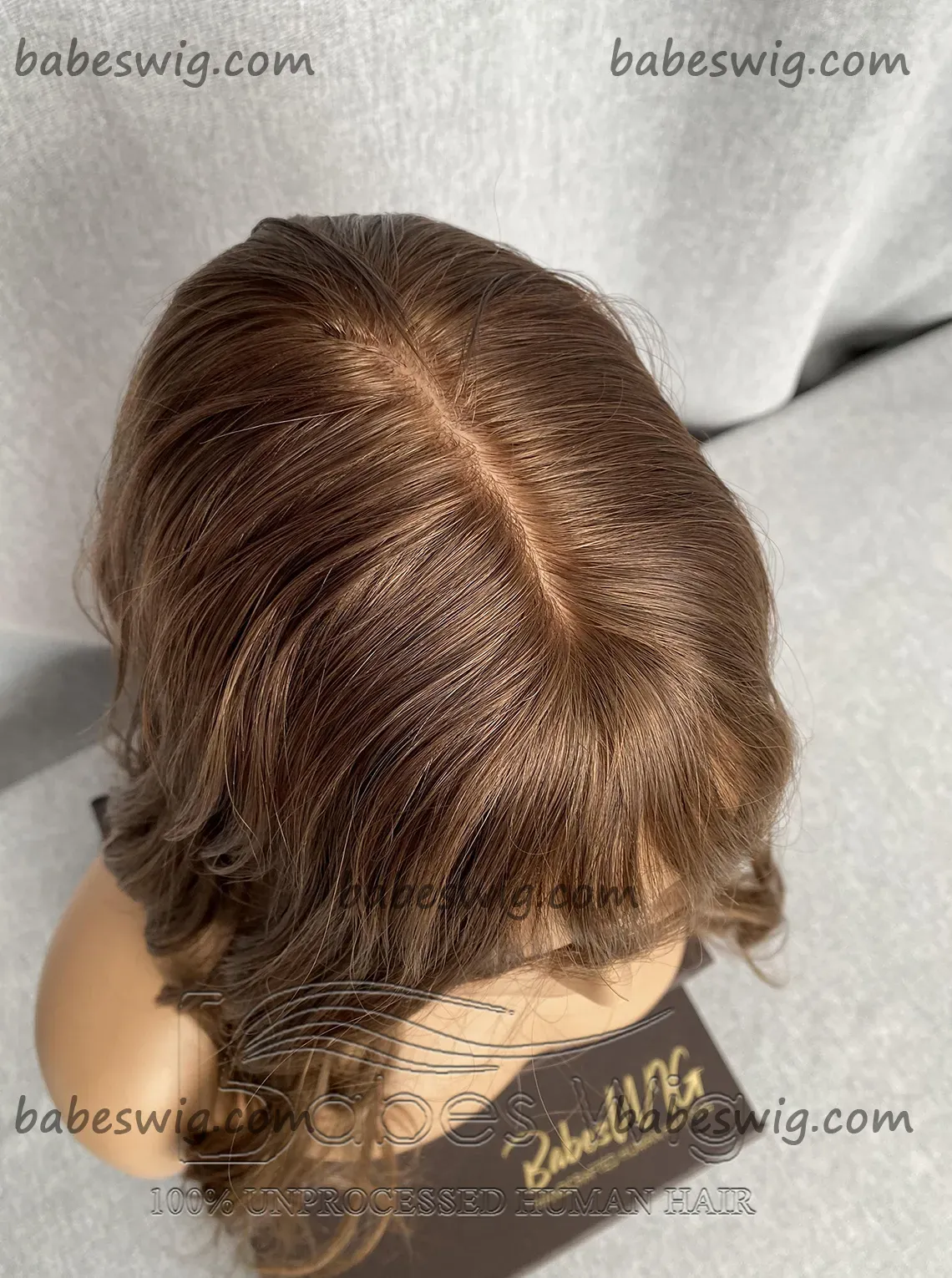Brown Wavy 5*6 Silk Top Toppers With Bangs,Human Hair Topper with Bang for Women Crown Hair Toupee Hairpiece-BabesWIG