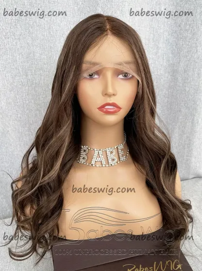  100% Human Hair Silk Base Lace Wig Ash Blonde Balayage Silk Top Human Hair Lace Front Wigs