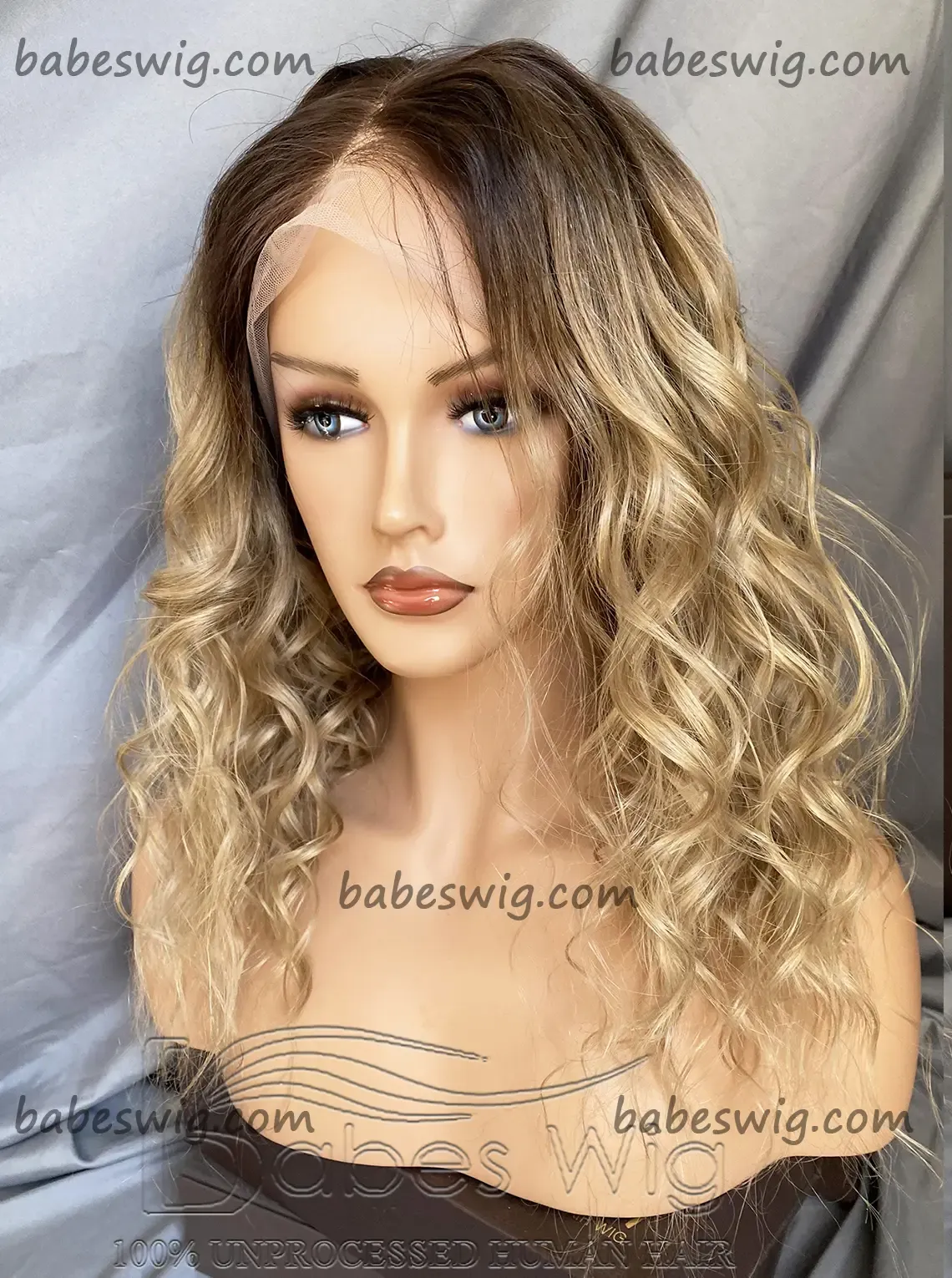 100% Virgin Human Hair Lace Front Wig Ombre Medium Brown to Blonde Lace Front Wigs For White Women With Pre-plucked hairline