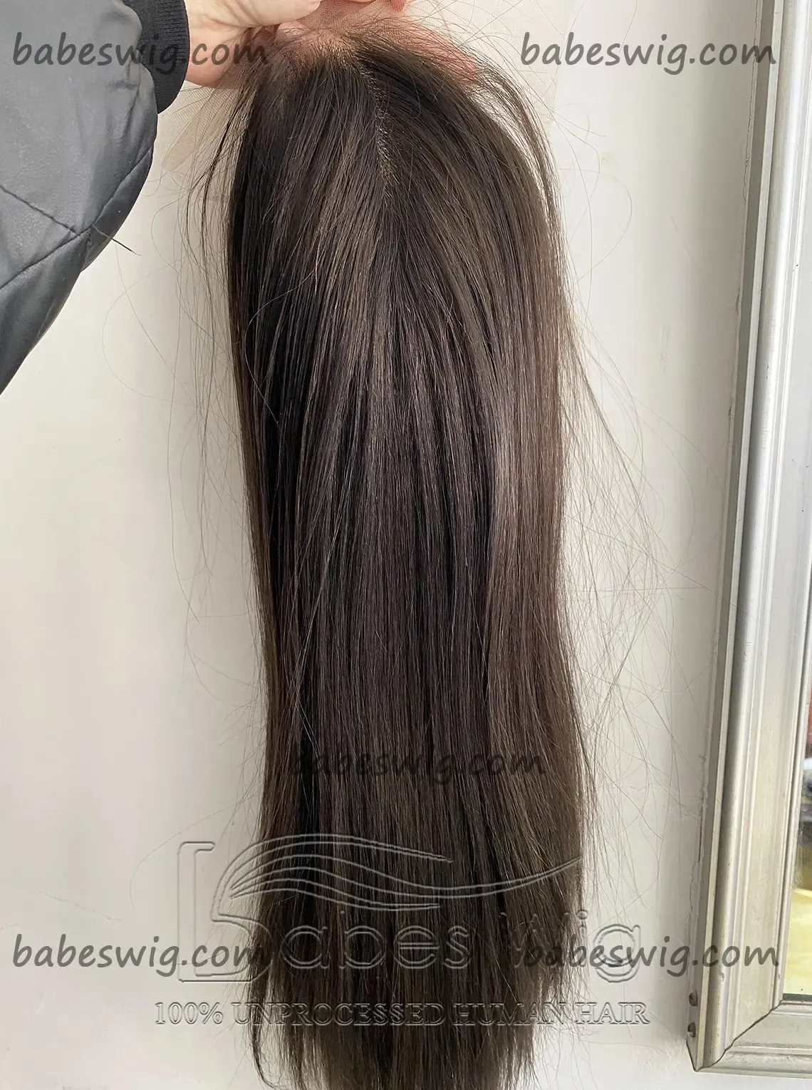 8*8 Cap Lace Front Topper Dark Brown Straight Human Hair Lace Top Topper for White Women Lace top with wefted back Clip on hair topper-BabesWIG
