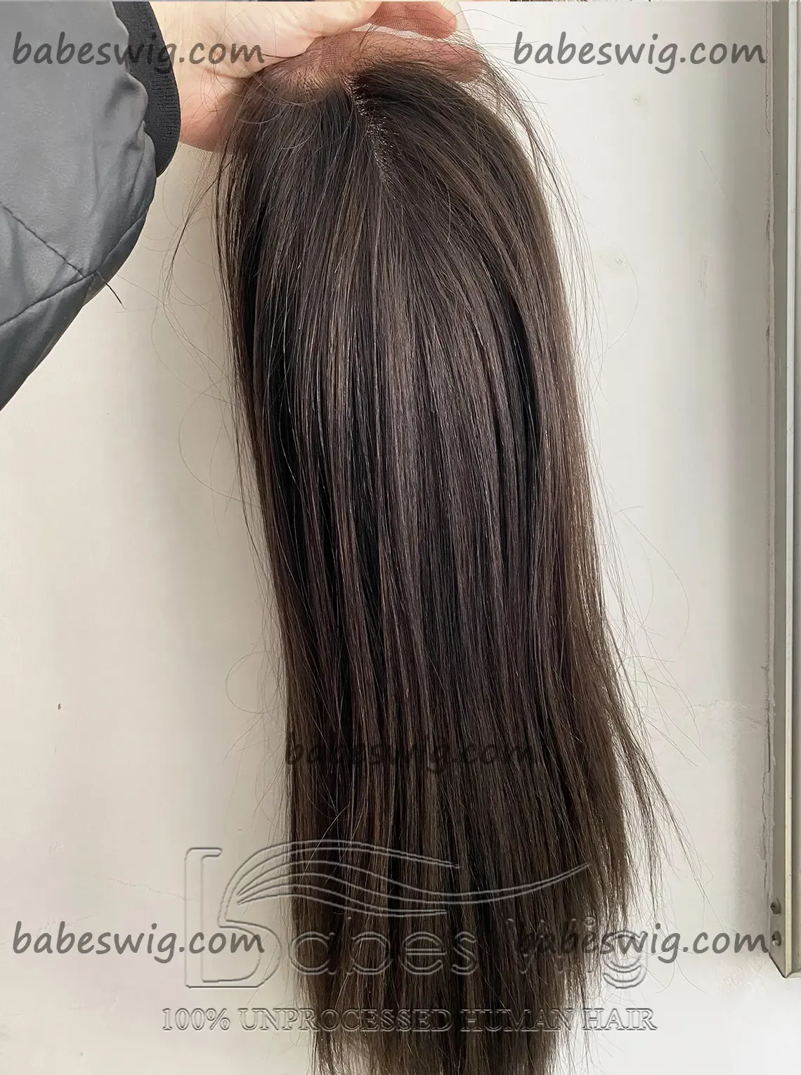 8*8 Cap Lace Front Topper Dark Brown Straight Human Hair Lace Top Topper for White Women Lace top with wefted back Clip on hair topper-BabesWIG