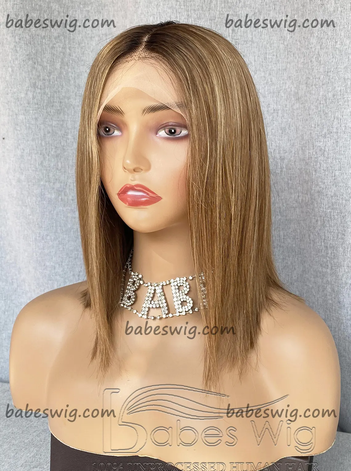 Short Bob Style Lace Front Wig Balayage Straight Human Hair Short Cut Bob Lace Front Wigs 