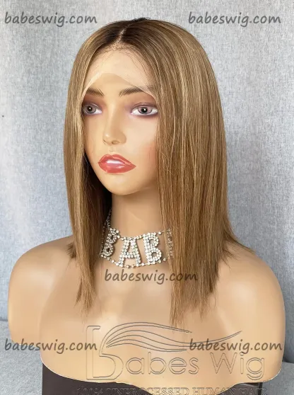 Short Bob Style Lace Front Wig Balayage Straight Human Hair Short Cut Bob Lace Front Wigs 
