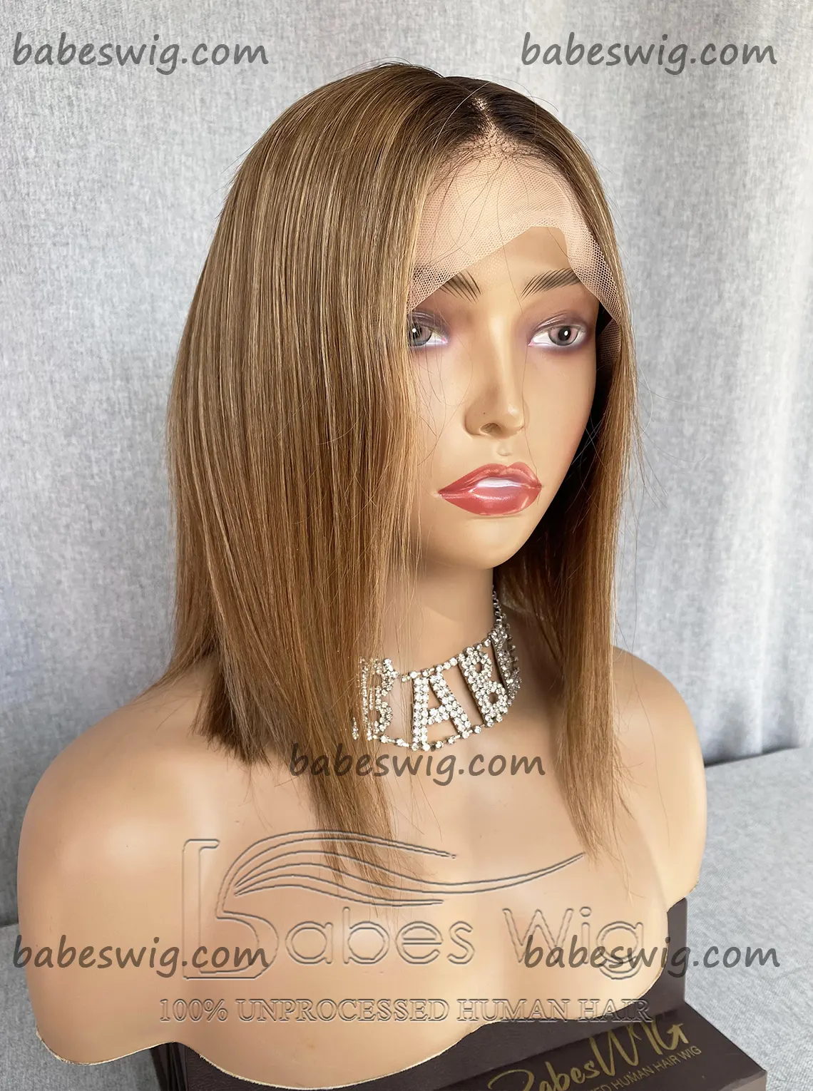 Short Bob Style Lace Front Wig Balayage Straight Human Hair Short Cut Bob Lace Front Wigs 