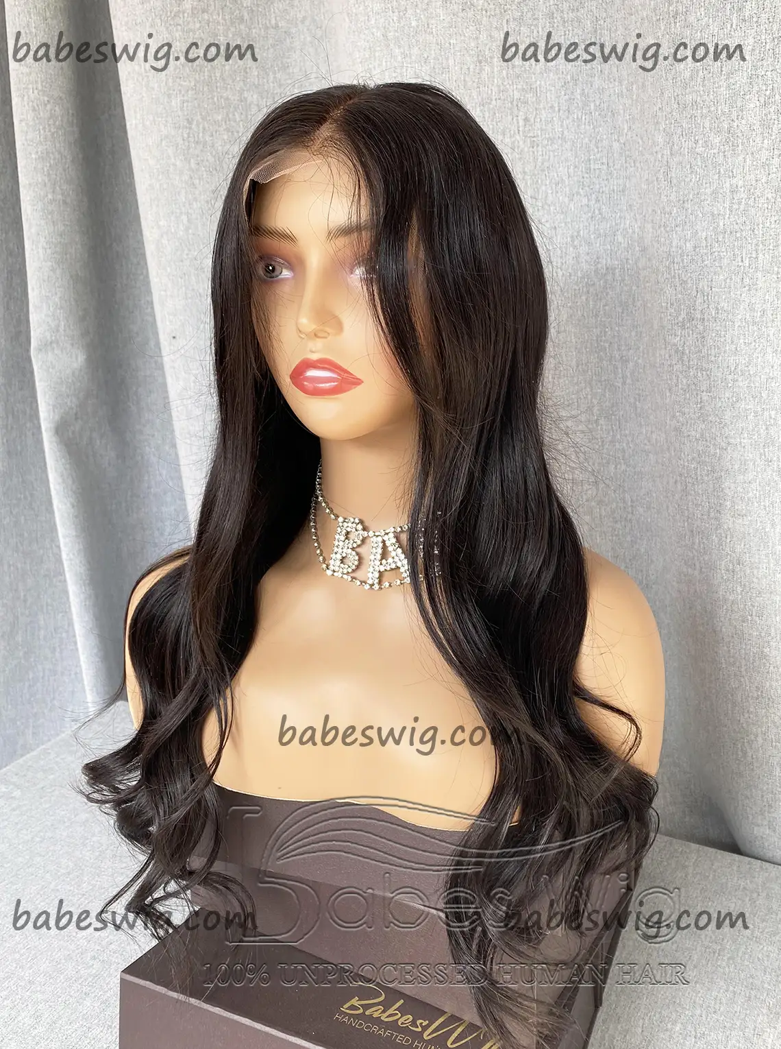 Long Soft Natural Black Human Hair 13*6 Lace Front Wig Wavy Lace Front Human Hair Wigs for Women Bleached Knots-BabesWIG