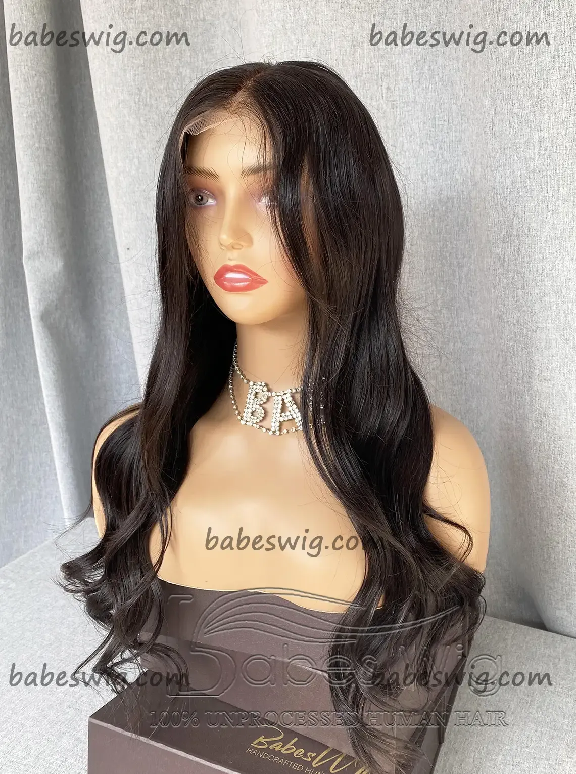 Long Soft Natural Black Human Hair 13*6 Lace Front Wig Wavy Lace Front Human Hair Wigs for Women Bleached Knots-BabesWIG