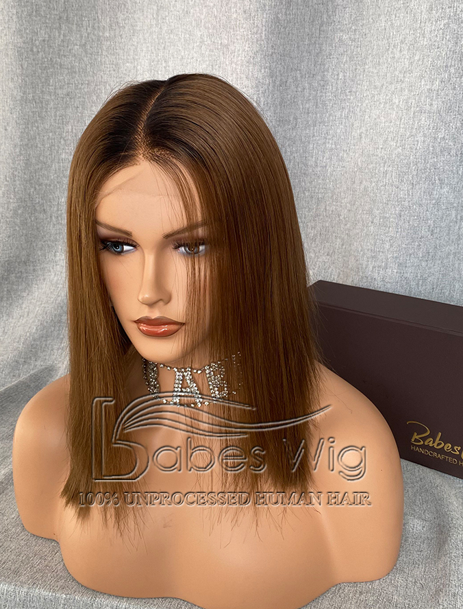 Jeany-Ombre Straight Short Cut Bob Wig 13*6 Lace Front Human Hair Wigs for White Women