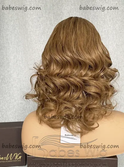 Short Curly Bob Wigs 100% Remy Human Hair Lace Front Wig Ash Blonde Glueless Lace Front Wigs for Women-BabesWIG