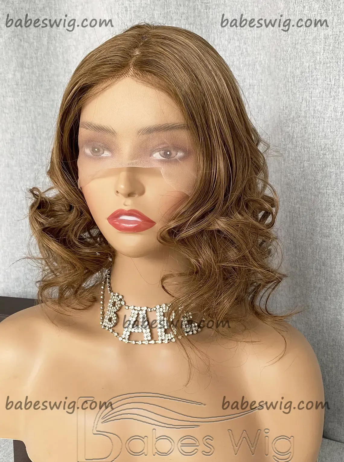 Short Curly Bob Wigs 100% Remy Human Hair Lace Front Wig Ash Blonde Glueless Lace Front Wigs for Women-BabesWIG