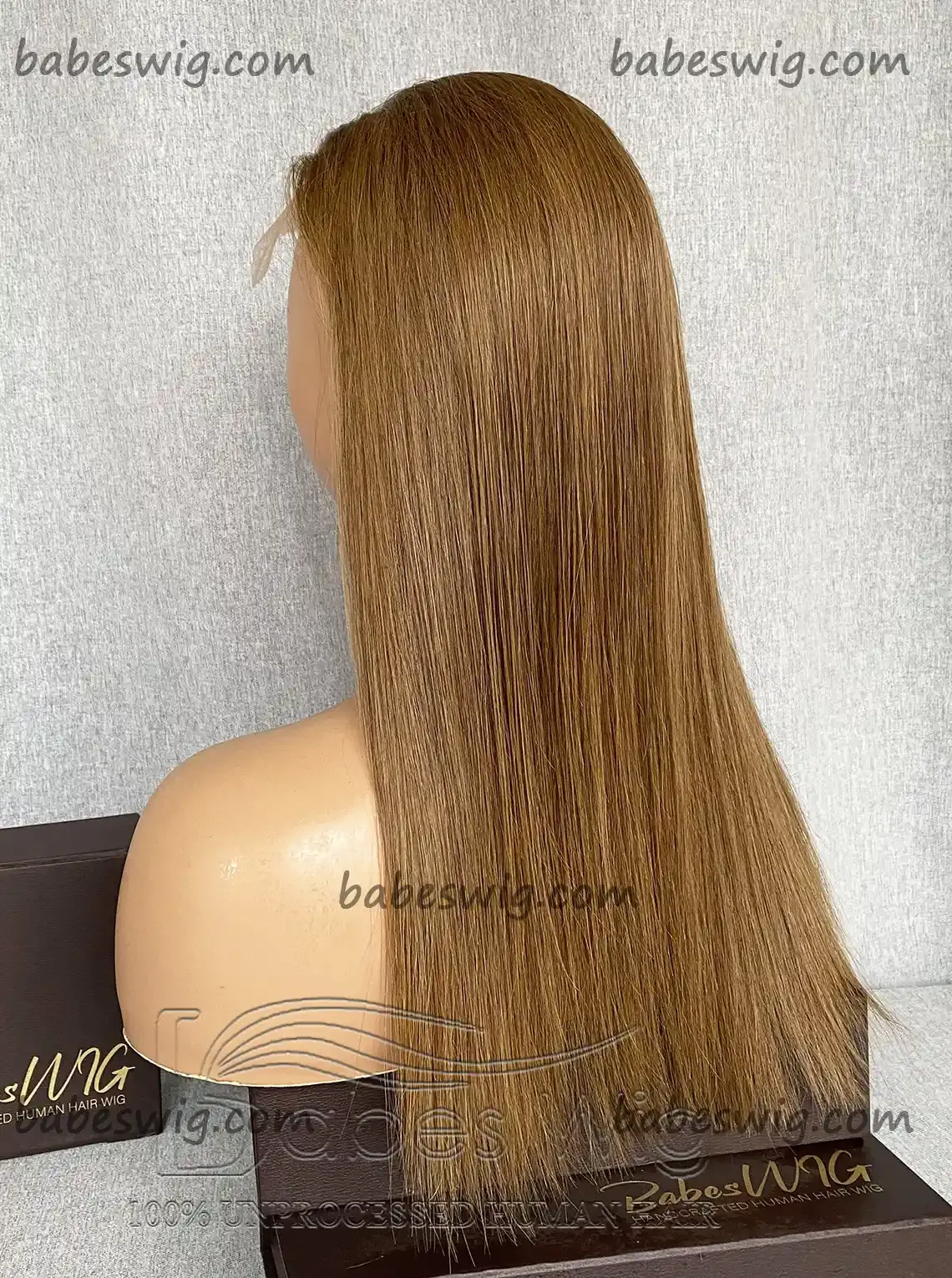 Long Soft Striaght Light Brown Human Hair Glueless Lace Front Wig For Sale