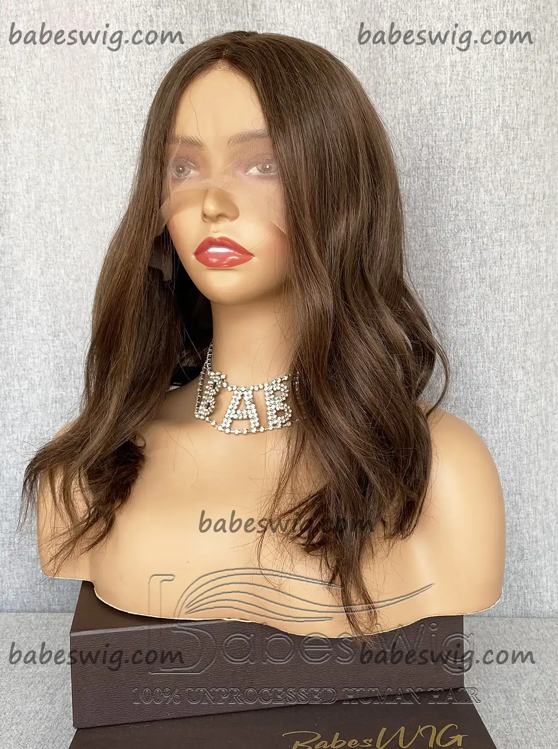 Glueless Lace Front Wigs Brunette Brown 100% Remy Human Hair Lace Front Wig