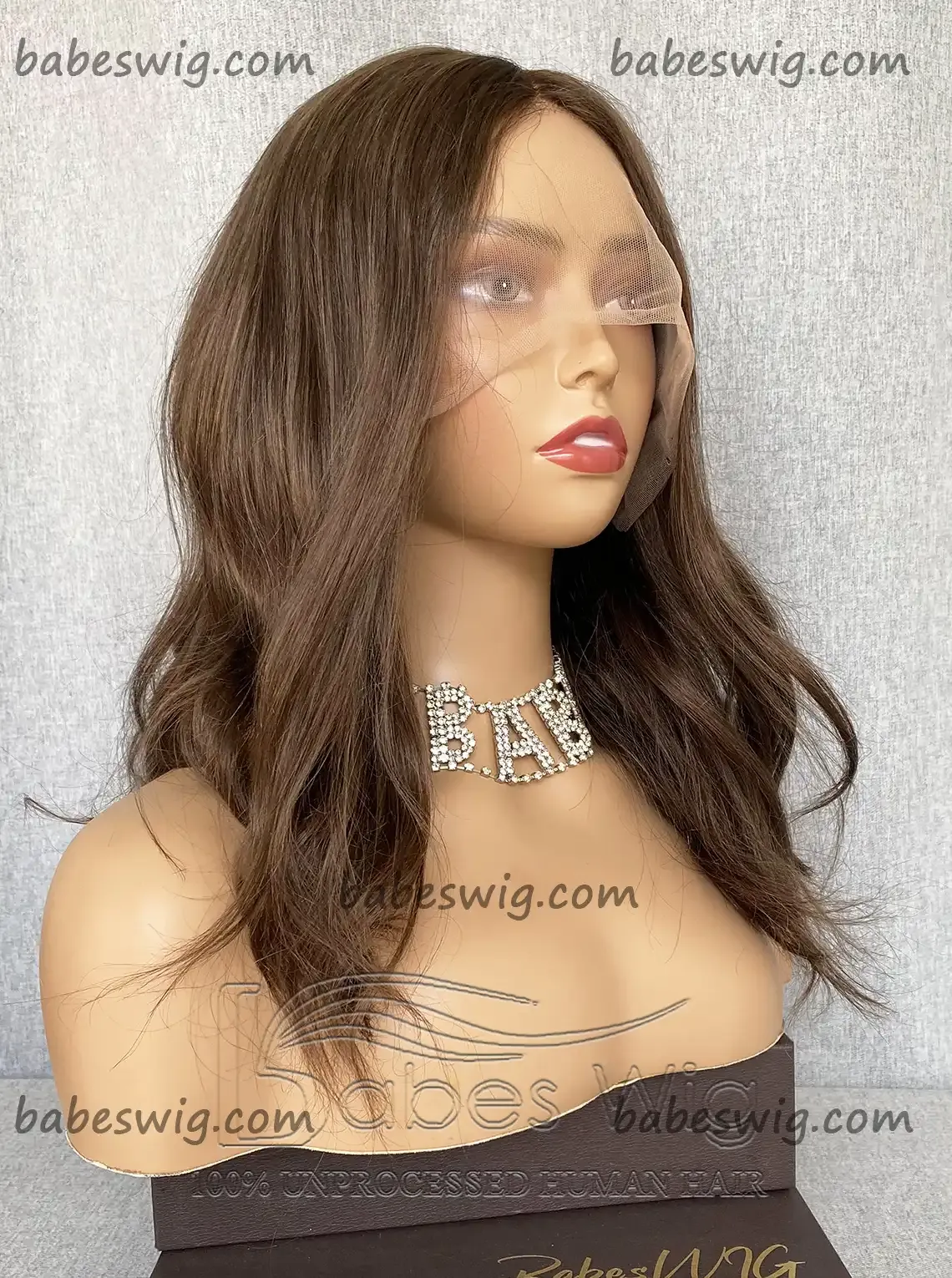 Glueless Lace Front Wigs Brunette Brown 100% Remy Human Hair Lace Front Wig