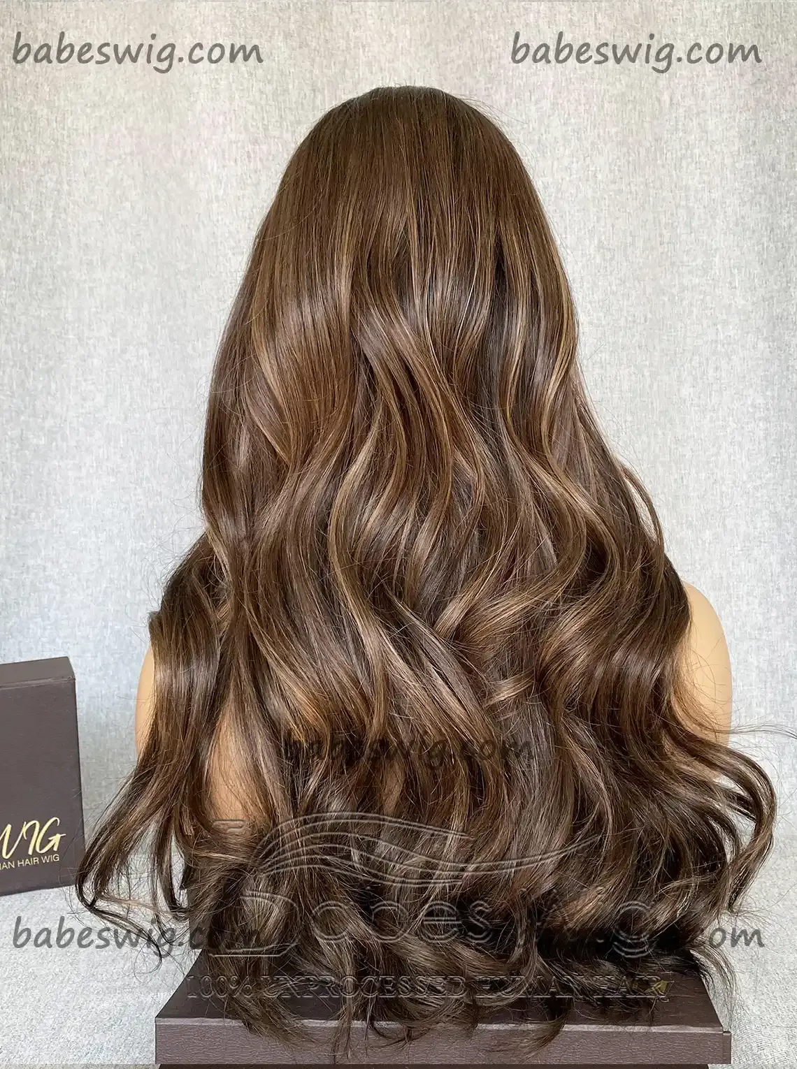Best Human Hair balayage chocolate brown with cameral highlights Silk Top Lace Front Wigs online store-BabesWIG