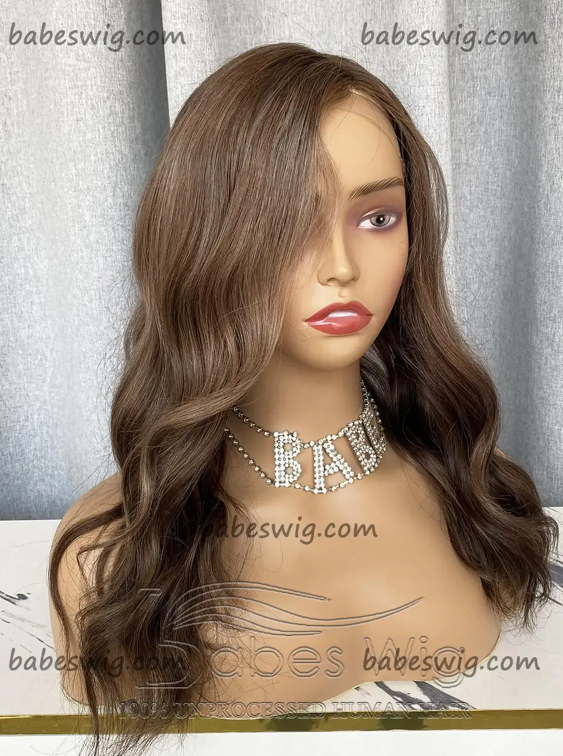 Glueless Warm Brown Wavy Human Hair Lace Front Wigs Best Remy Lace Front Human Hair Wigs-BabesWIG
