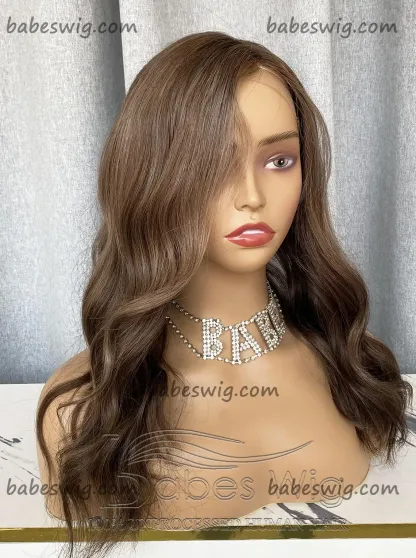 Glueless Warm Brown Wavy Human Hair Lace Front Wigs Best Remy Lace Front Human Hair Wigs-BabesWIG