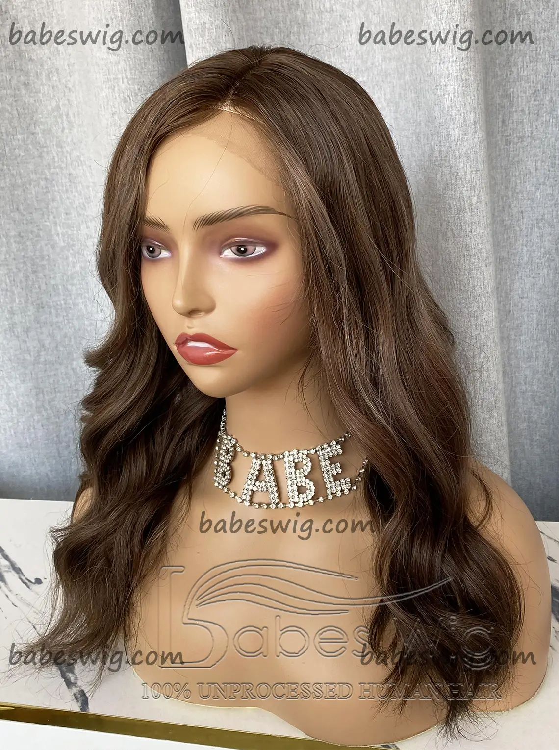Glueless Warm Brown Wavy Human Hair Lace Front Wigs Best Remy Lace Front Human Hair Wigs-BabesWIG