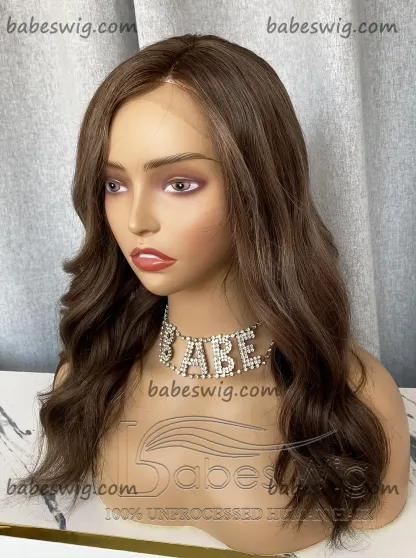 Glueless Warm Brown Wavy Human Hair Lace Front Wigs Best Remy Lace Front Human Hair Wigs-BabesWIG